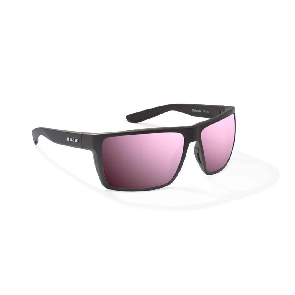 Bajio Stiltsville Sunglasses Polarized in Black Matte with Rose Mirror Glass
